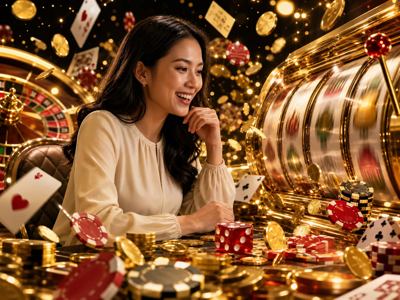 Every Game Under One Roof at Lucky555. From spinning reels to the table games you already know, Lucky555 br… – gold slots collage illustration